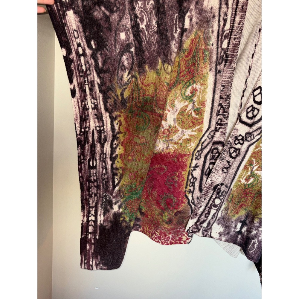 Soft Surroundings Oversized Knit Poncho Wrap Abstract Paisley Print Shawl - Picture 10 of 15